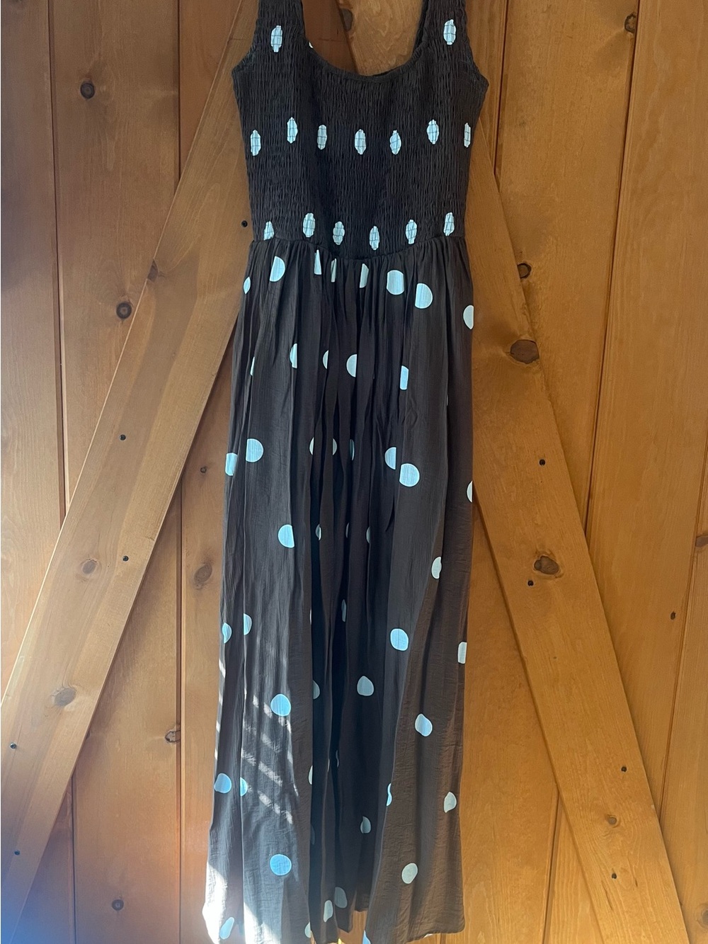 Promisa Brown Maxi Dress with white Polka Dots